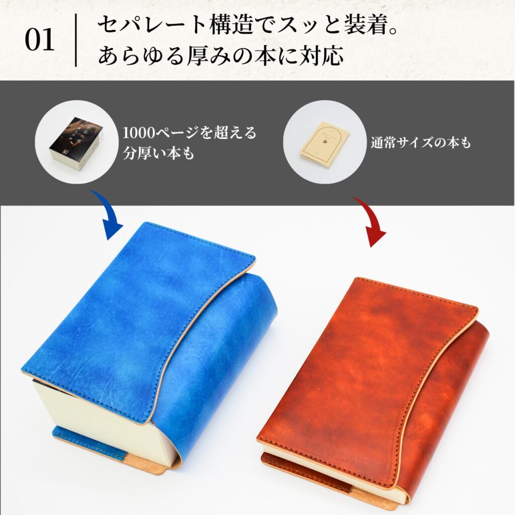 1000ページ超の本も装着可能な優れたセパレート構造