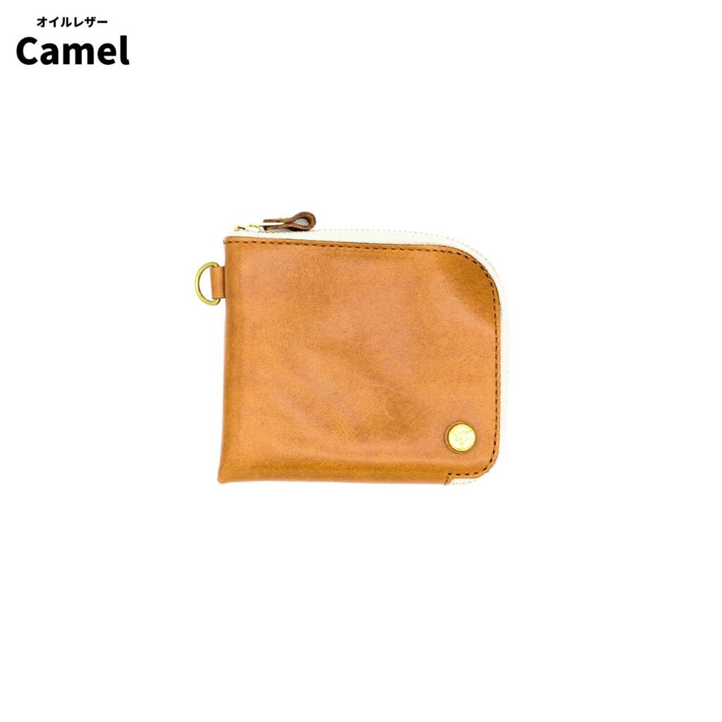 オイルレザーのミニ財布COOPERのキャメル