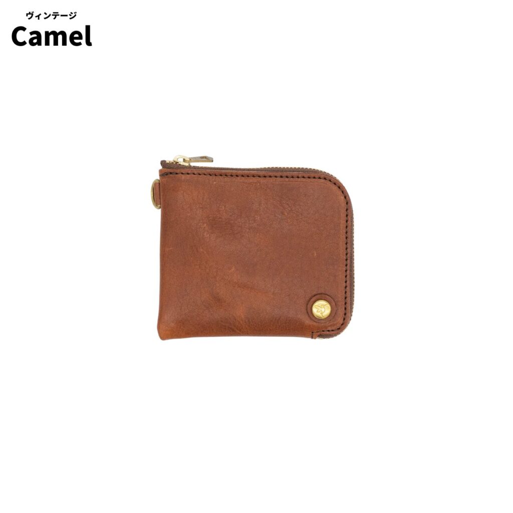 ヴィンテージレザーのミニ財布COOPERのキャメル