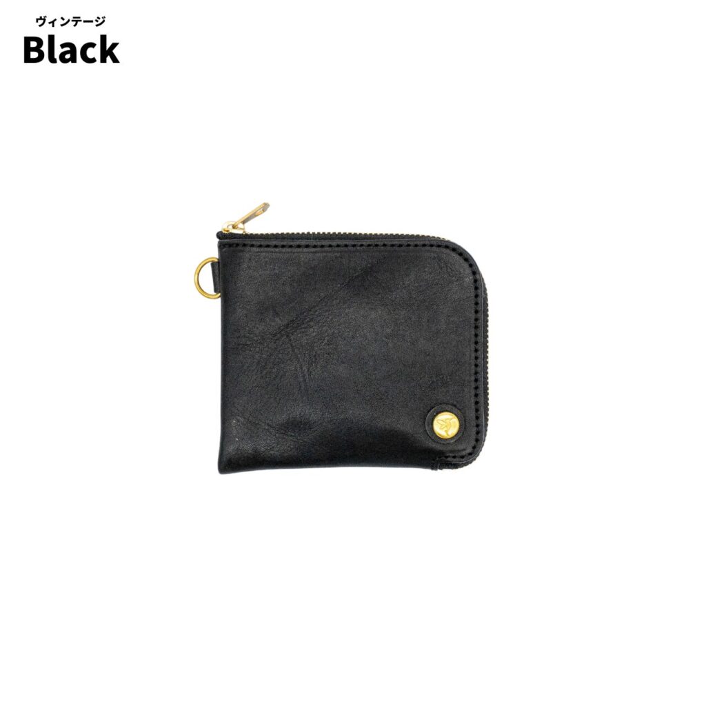 ヴィンテージレザーのミニ財布COOPERのブラック