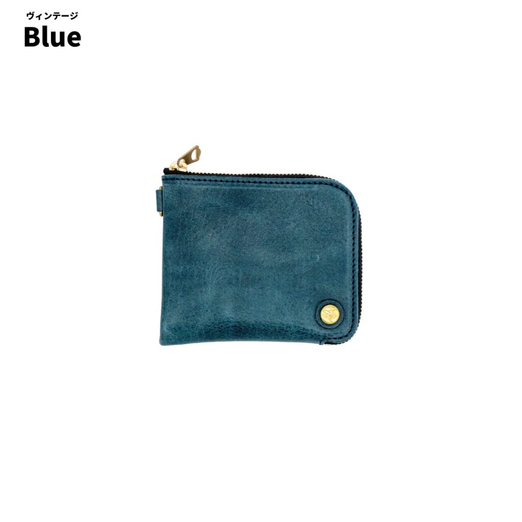 ヴィンテージレザーのミニ財布COOPERのブルー