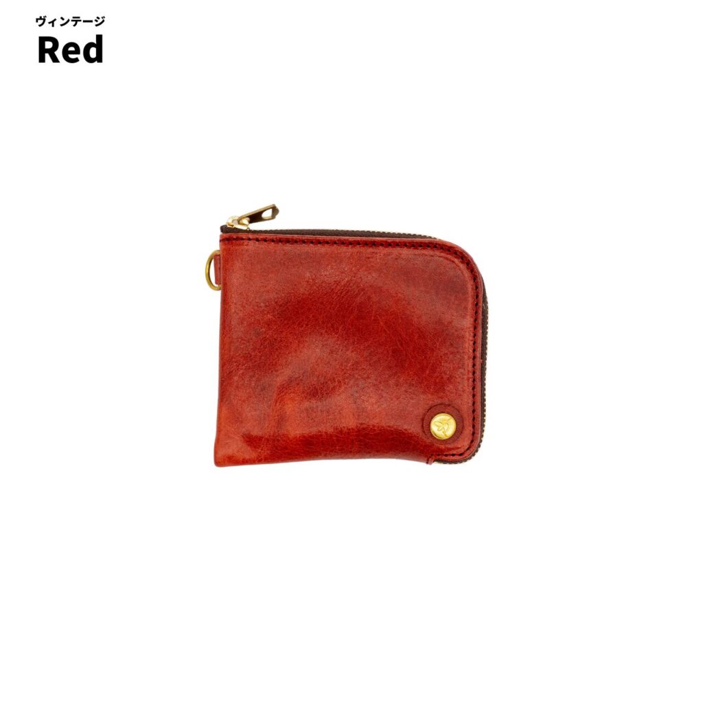 ヴィンテージレザーのミニ財布COOPERのレッド